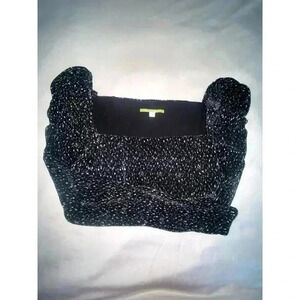 Gianni Bini Womens Square Neck Crinkle Floral Pattern Long Sleeve Top